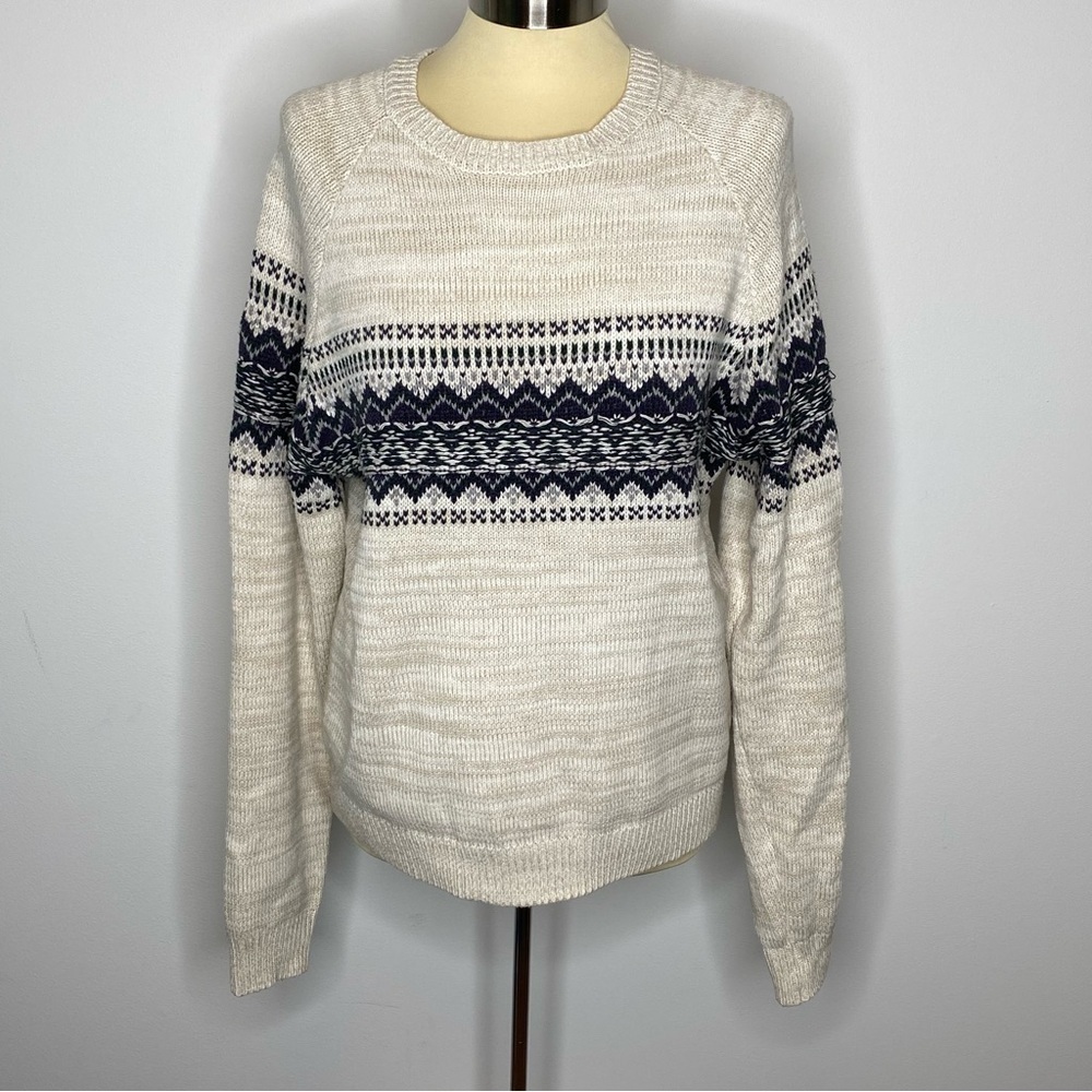 Max Cream Fairisle Stripe Crew Neck Sweater